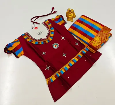 Princess Charm Embroidered Pattu Pavadai Set